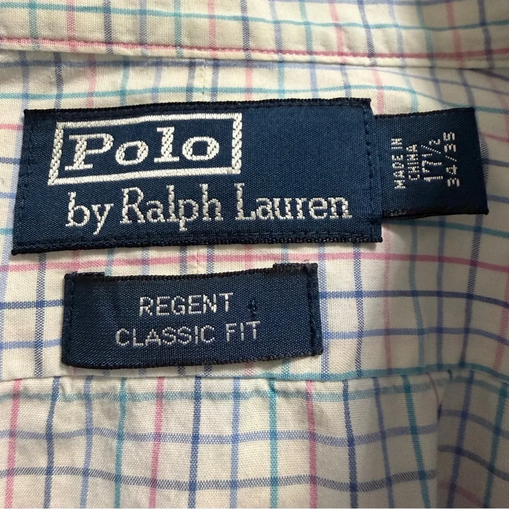 Polo Ralph Lauren Regent Classic Fit Dress Shirt Multi-Color Check Sz 17.5 34/35